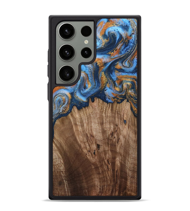 Galaxy S24 Ultra Wood Phone Case - Lillie (Teal & Gold, 812075)