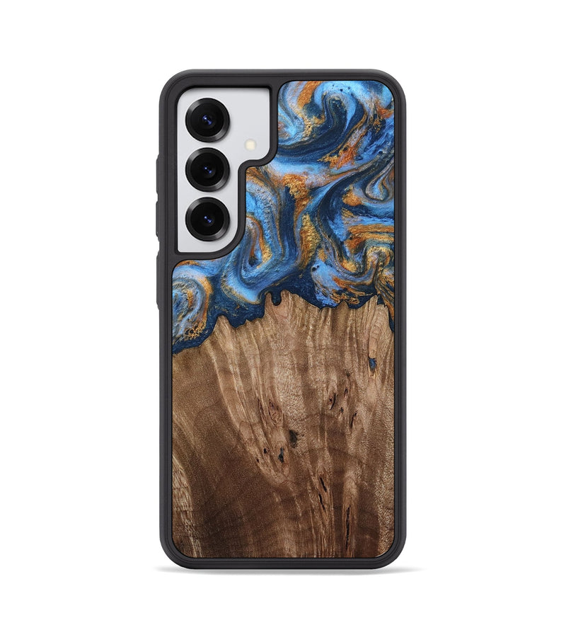Galaxy S25 Wood Phone Case - Lillie (Teal & Gold, 812075)