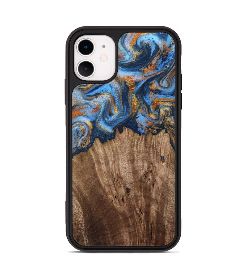 iPhone 11 Wood Phone Case - Lillie (Teal & Gold, 812075)