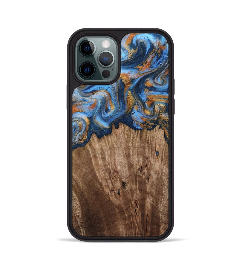 iPhone 12 Pro Wood Phone Case - Lillie (Teal & Gold, 812075)