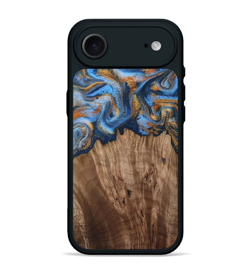 iPhone 17 Air Wood Phone Case - Lillie (Teal & Gold, 812075)