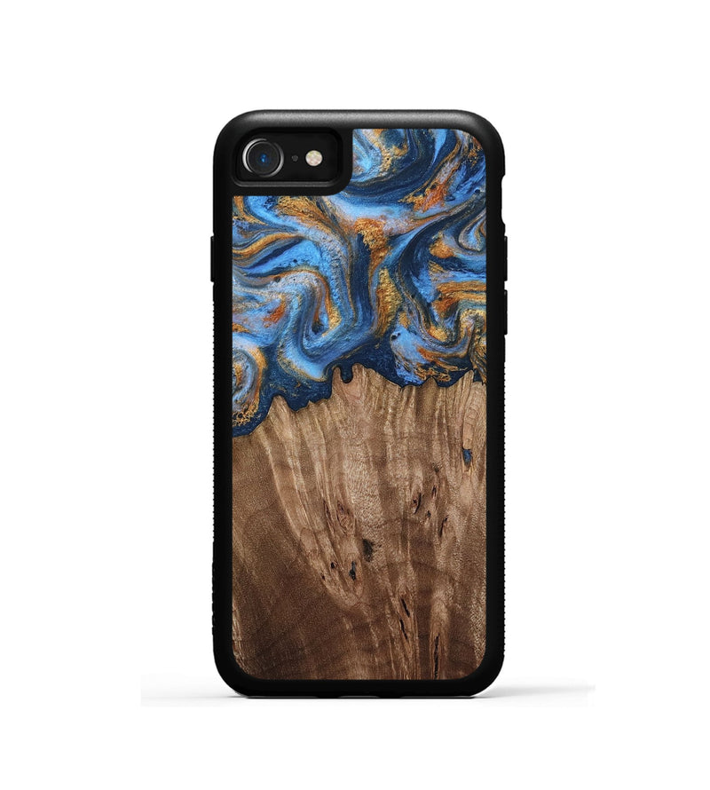 iPhone SE Wood Phone Case - Lillie (Teal & Gold, 812075)