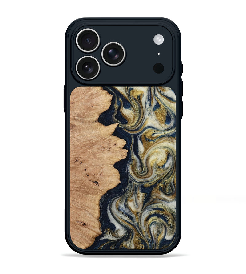 iPhone 17 Pro Max Wood Phone Case - Cloe (Teal & Gold, 812108)