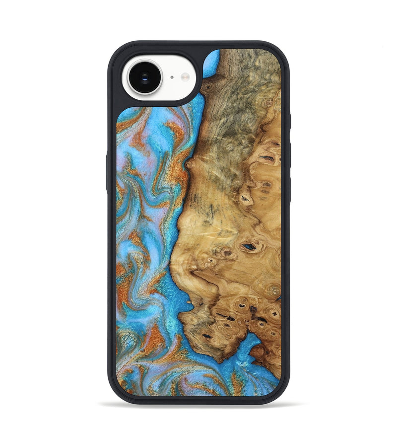 iPhone 16e Wood Phone Case - Weldon (Teal & Gold, 812109)