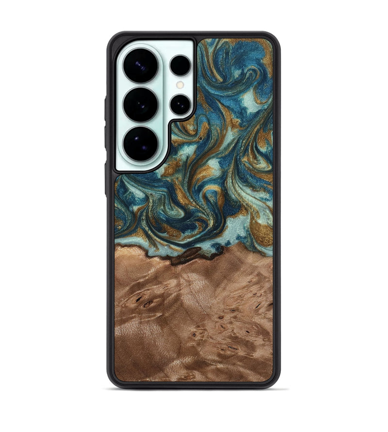 Galaxy S26 Ultra Wood Phone Case - Aidyn (Teal & Gold, 812116)