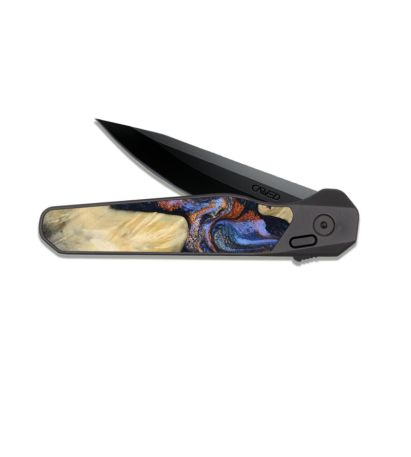 EDC Dark Slate Wood Pocket Knife - Susie (Teal & Gold, 812117)