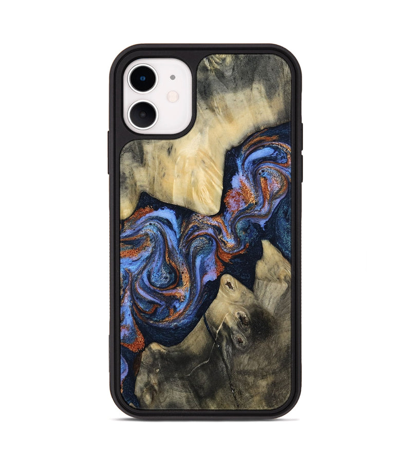 iPhone 11 Wood Phone Case - Susie (Teal & Gold, 812117)
