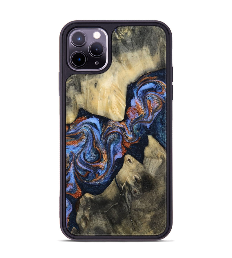 iPhone 11 Pro Max Wood Phone Case - Susie (Teal & Gold, 812117)