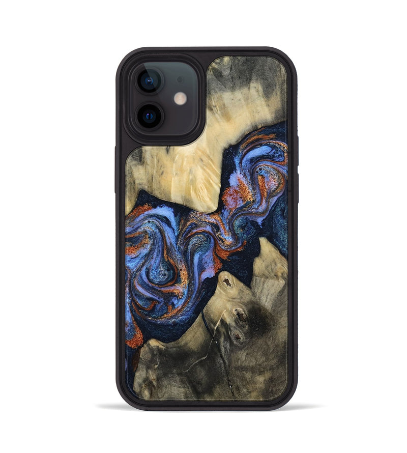 iPhone 12 Wood Phone Case - Susie (Teal & Gold, 812117)