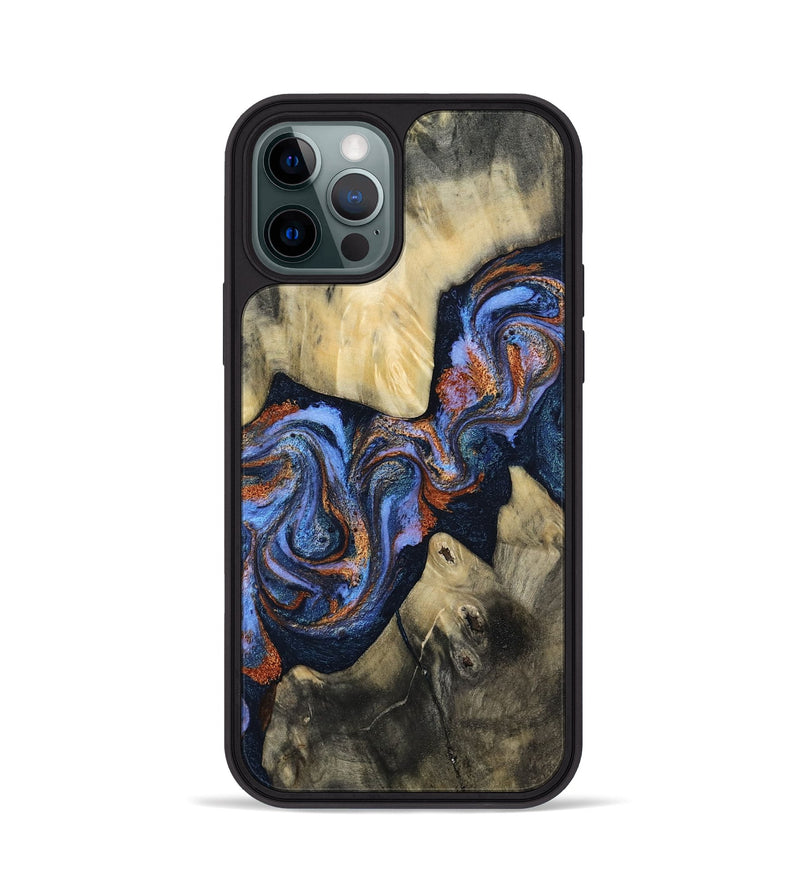 iPhone 12 Pro Wood Phone Case - Susie (Teal & Gold, 812117)