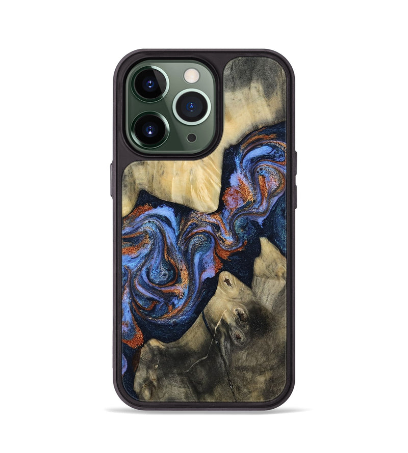 iPhone 13 Pro Wood Phone Case - Susie (Teal & Gold, 812117)