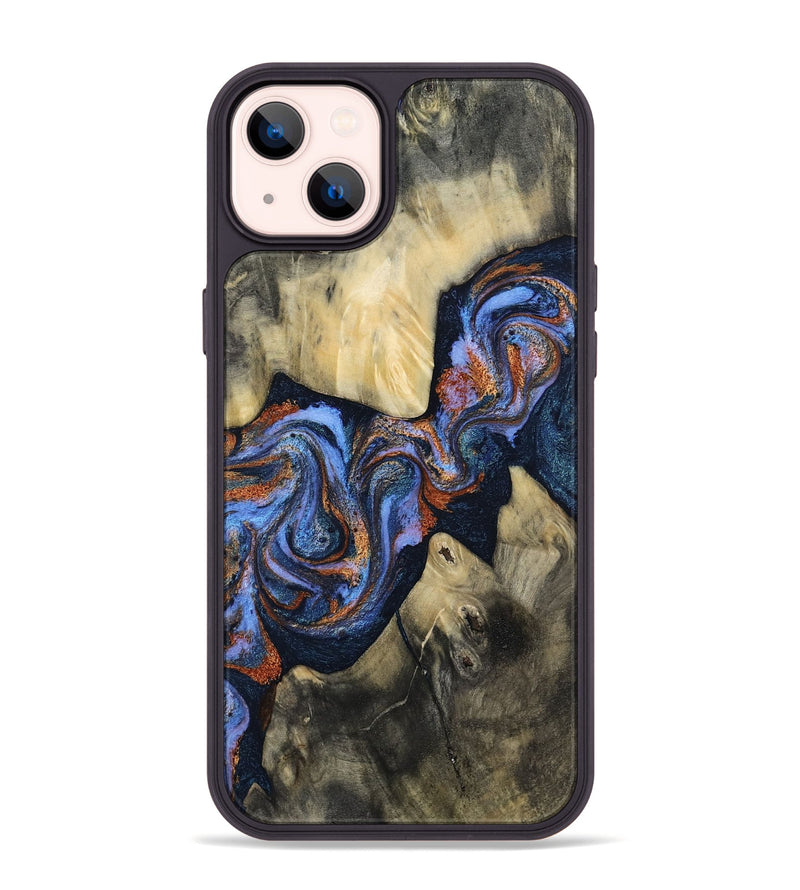 iPhone 14 Plus Wood Phone Case - Susie (Teal & Gold, 812117)