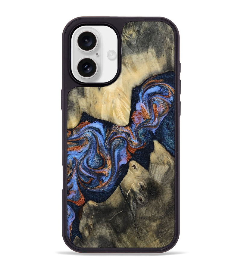 iPhone 16 Plus Wood Phone Case - Susie (Teal & Gold, 812117)