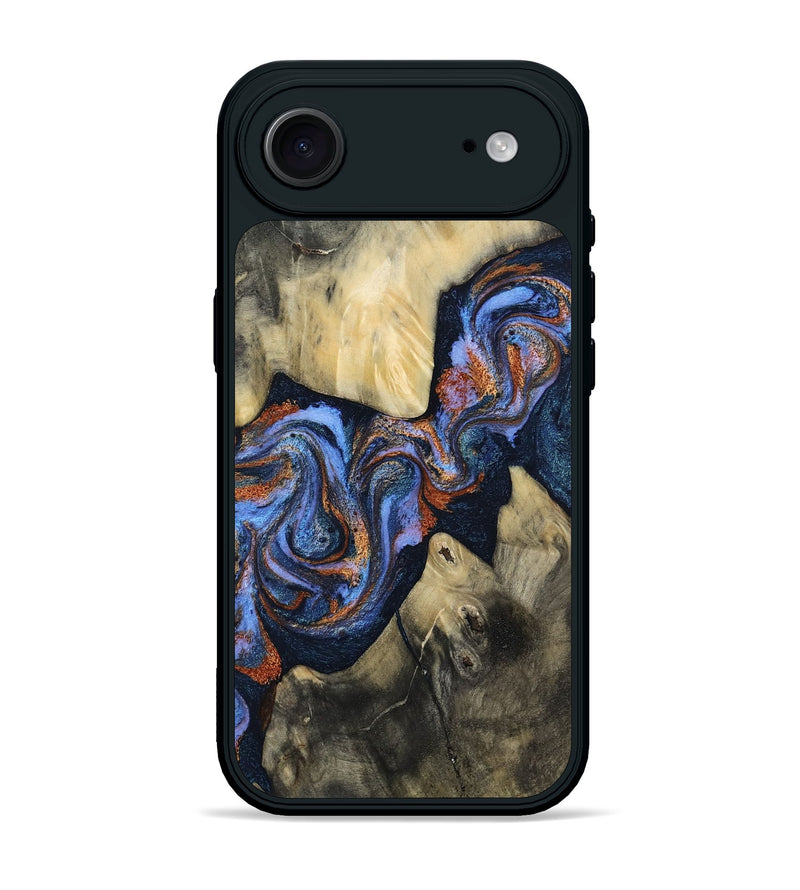 iPhone 17 Air Wood Phone Case - Susie (Teal & Gold, 812117)