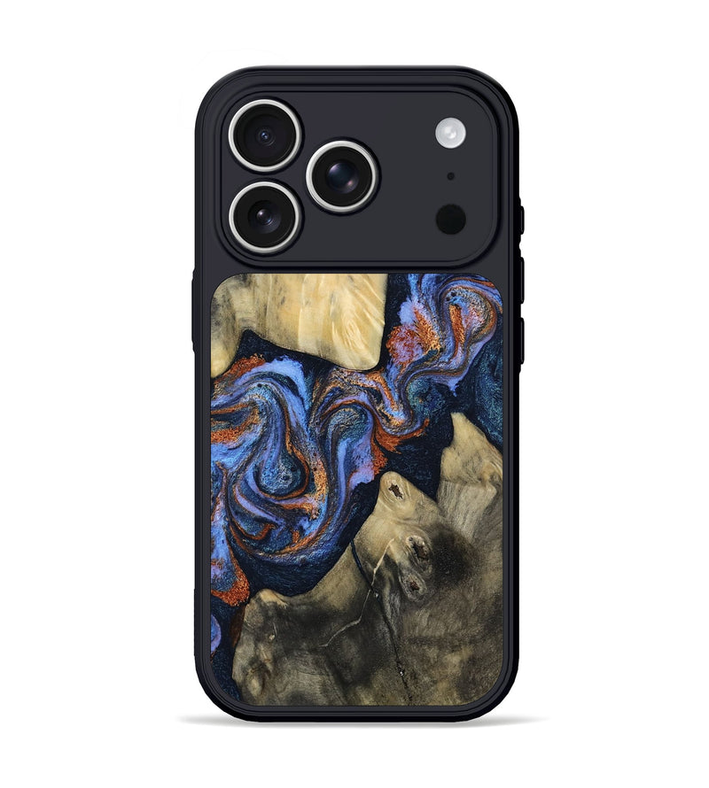 iPhone 17 Pro Wood Phone Case - Susie (Teal & Gold, 812117)