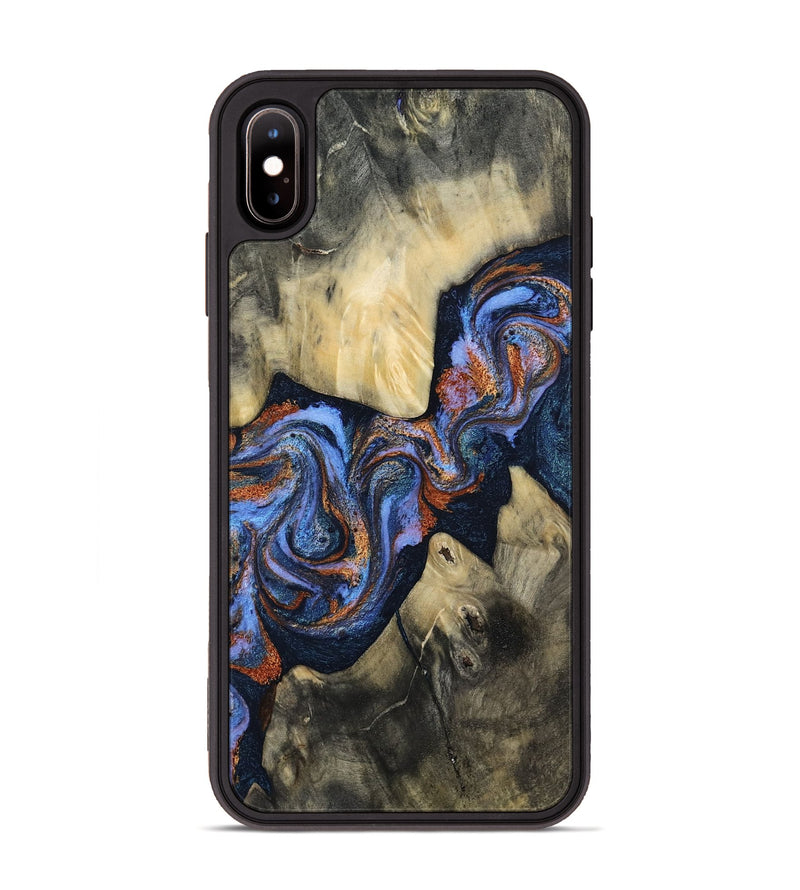 iPhone Xs Max Wood Phone Case - Susie (Teal & Gold, 812117)