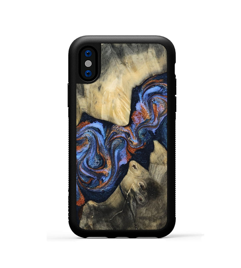 iPhone Xs Wood Phone Case - Susie (Teal & Gold, 812117)