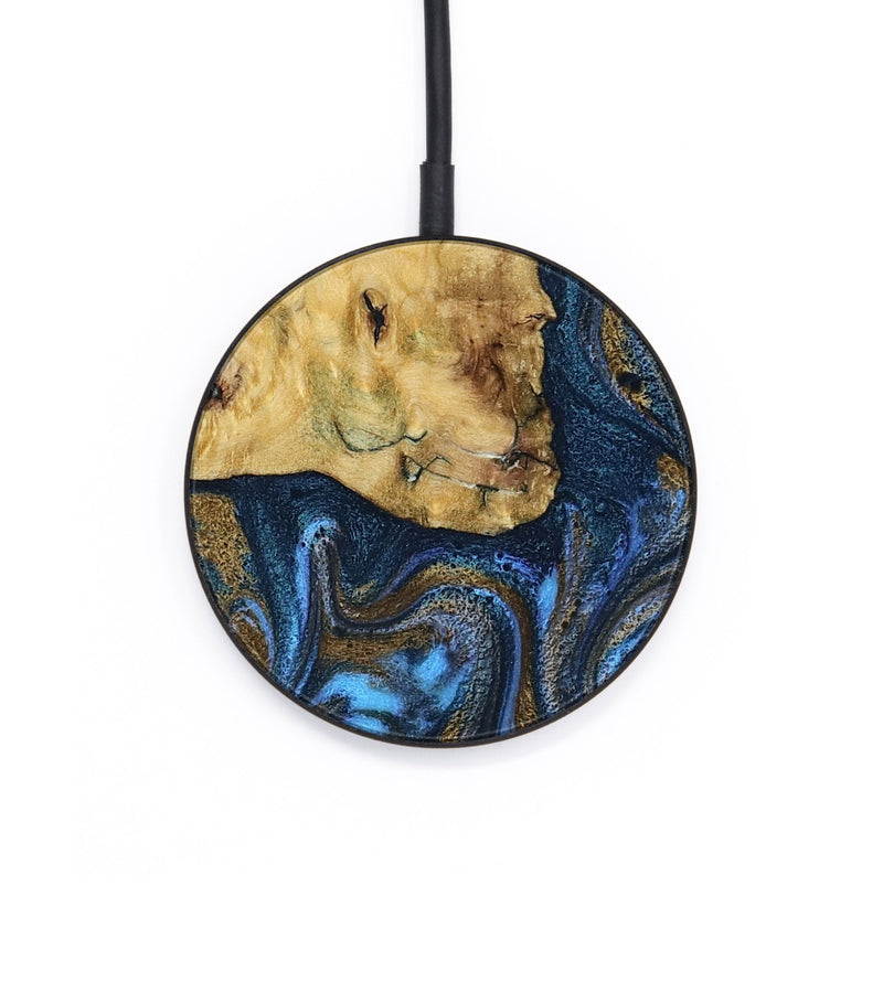 Circle Wood Wireless Charger - Flossie (Teal & Gold, 812118)