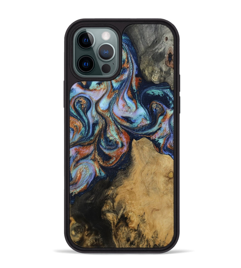 iPhone 12 Pro Max Wood Phone Case - Katlyn (Teal & Gold, 812119)