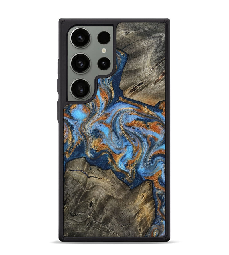 Galaxy S24 Ultra Wood Phone Case - Averie (Teal & Gold, 812123)