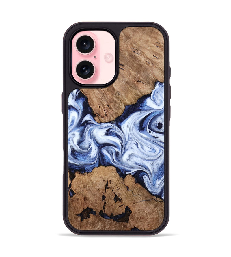 iPhone 16 Wood Phone Case - Kaye (Blue, 812148)