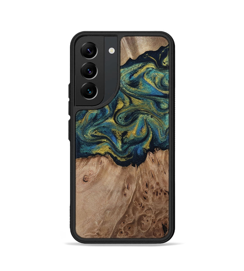 Galaxy S22 Wood Phone Case - Dannie (Teal & Gold, 812151)