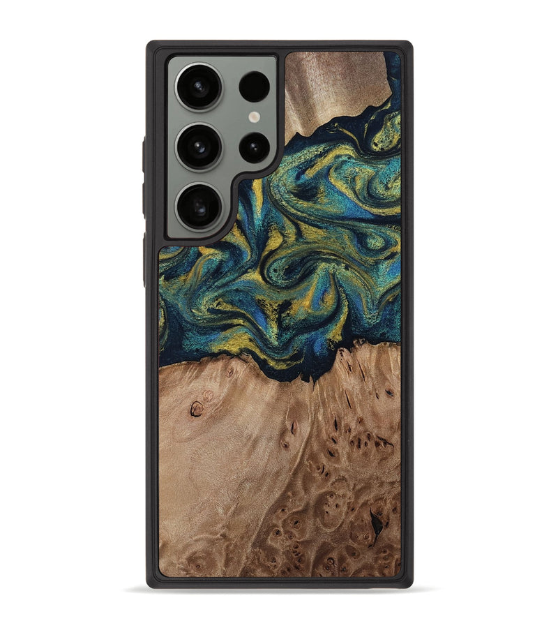 Galaxy S23 Ultra Wood Phone Case - Dannie (Teal & Gold, 812151)