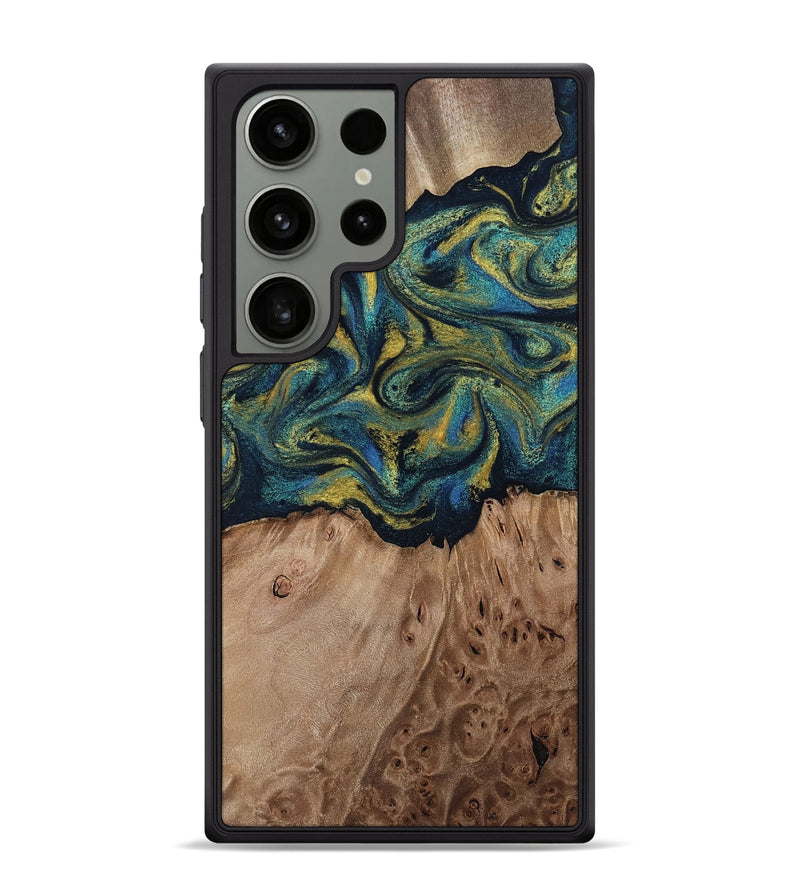 Galaxy S24 Ultra Wood Phone Case - Dannie (Teal & Gold, 812151)