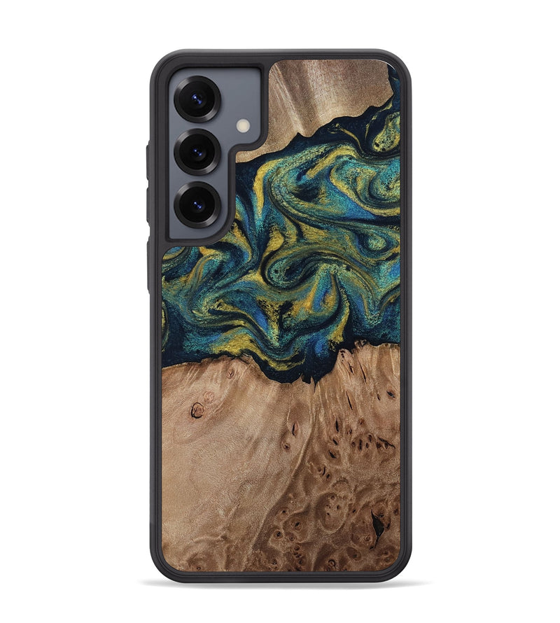 Galaxy S25 Plus Wood Phone Case - Dannie (Teal & Gold, 812151)