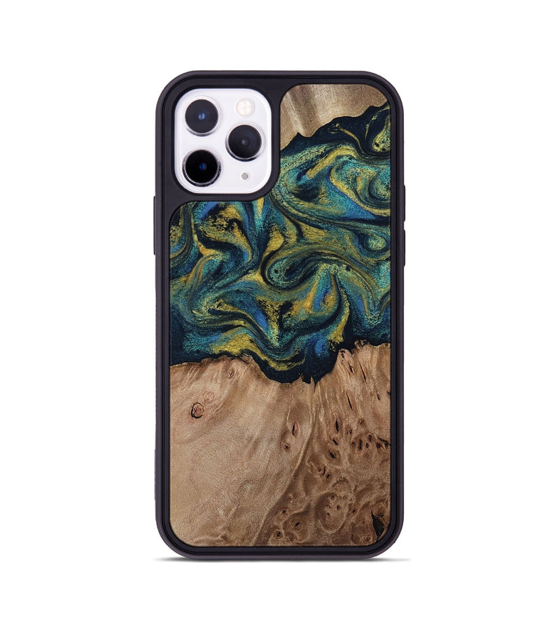 iPhone 11 Pro Wood Phone Case - Dannie (Teal & Gold, 812151)