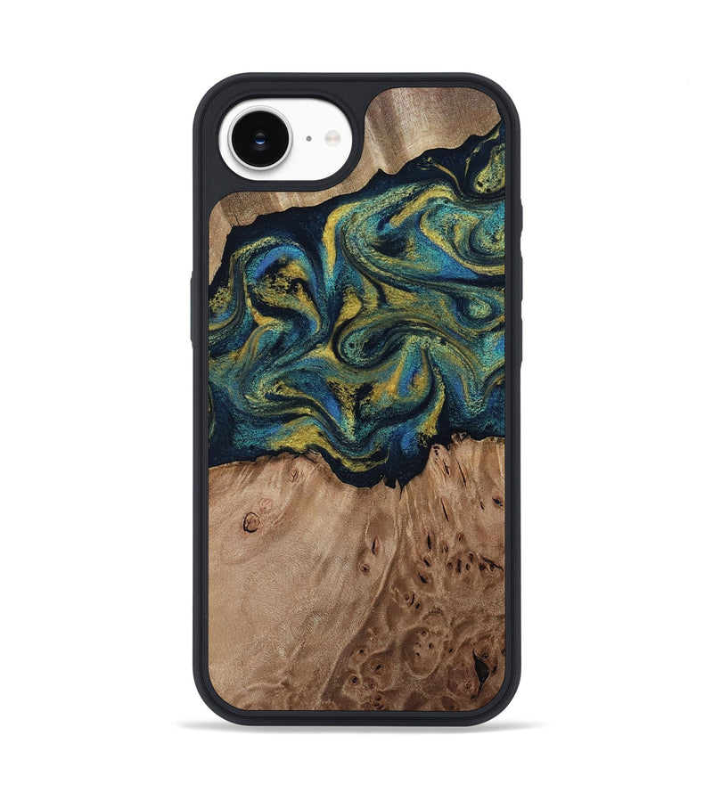 iPhone 17e Wood Phone Case - Dannie (Teal & Gold, 812151)