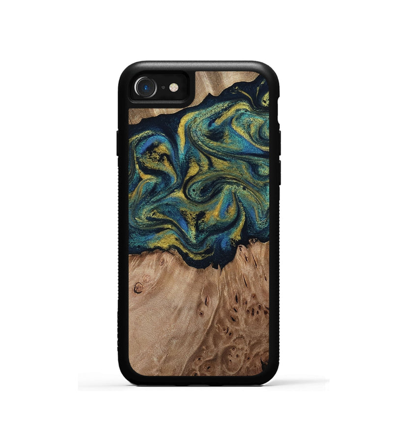 iPhone SE Wood Phone Case - Dannie (Teal & Gold, 812151)