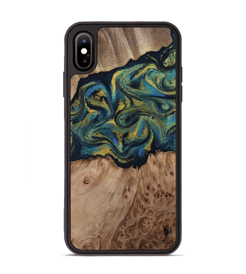 iPhone Xs Max Wood Phone Case - Dannie (Teal & Gold, 812151)