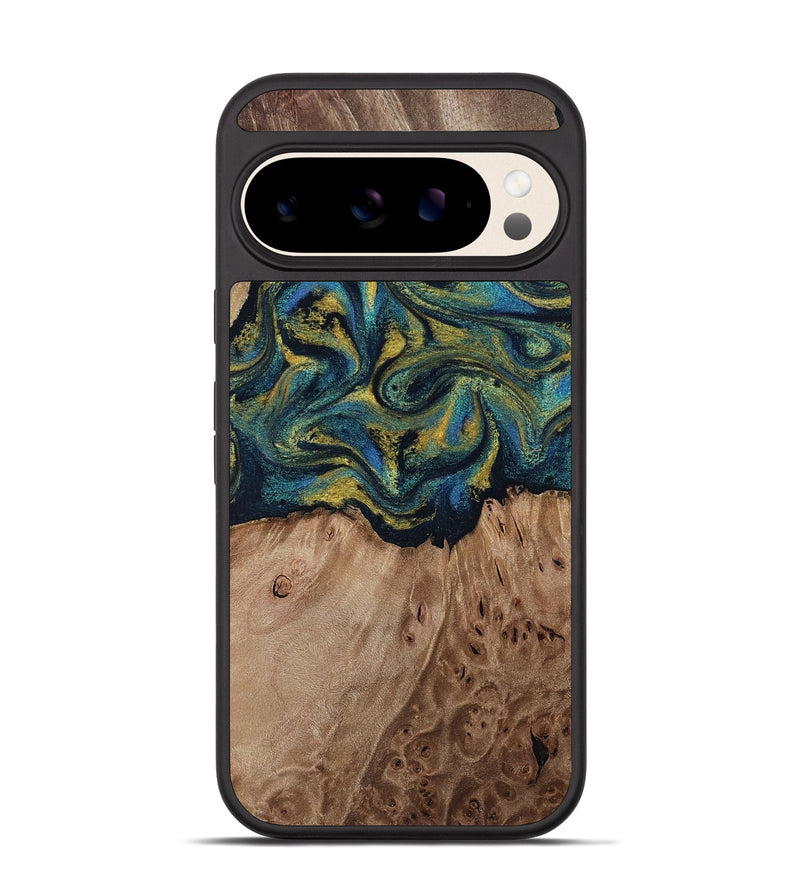 Pixel 10 Wood Phone Case - Dannie (Teal & Gold, 812151)