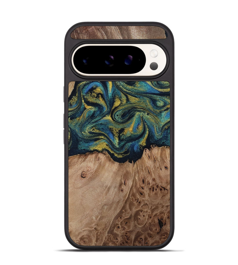 Pixel 9 Pro Wood Phone Case - Dannie (Teal & Gold, 812151)