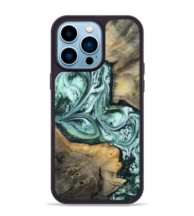 iPhone 14 Pro Max Wood Phone Case - Evelyne (Green, 812172)