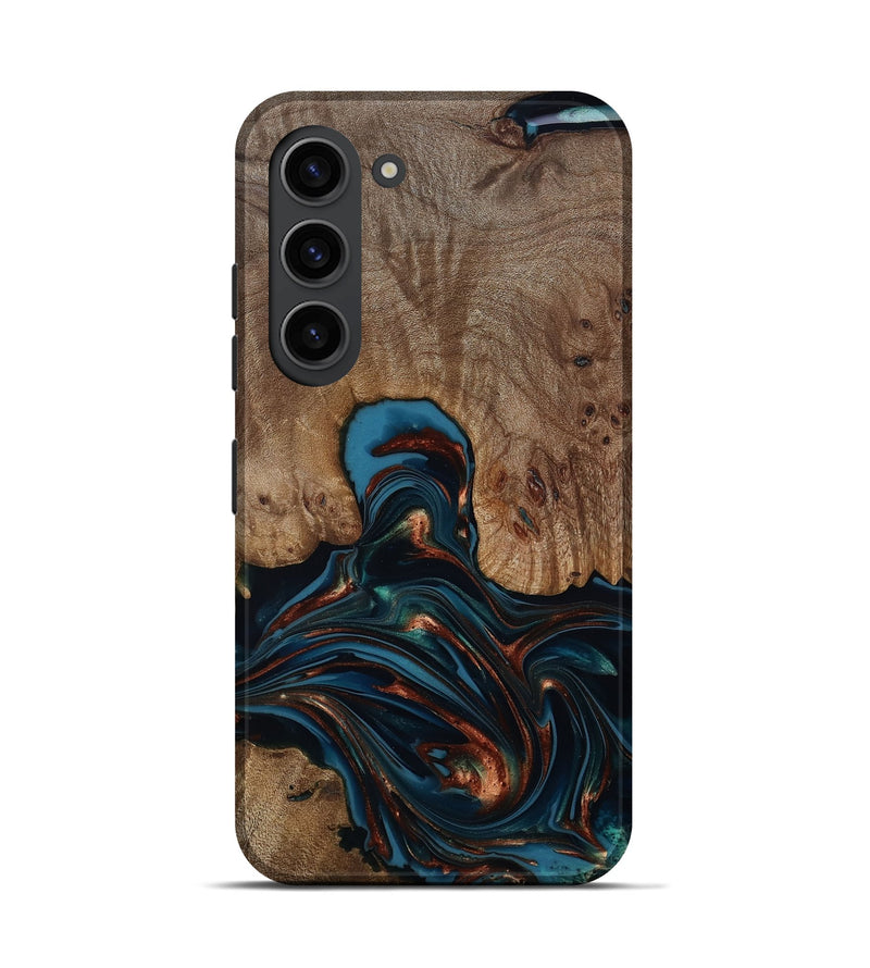 Galaxy S23 Wood Live Edge Phone Case - Kelli (Teal & Gold, 812196)