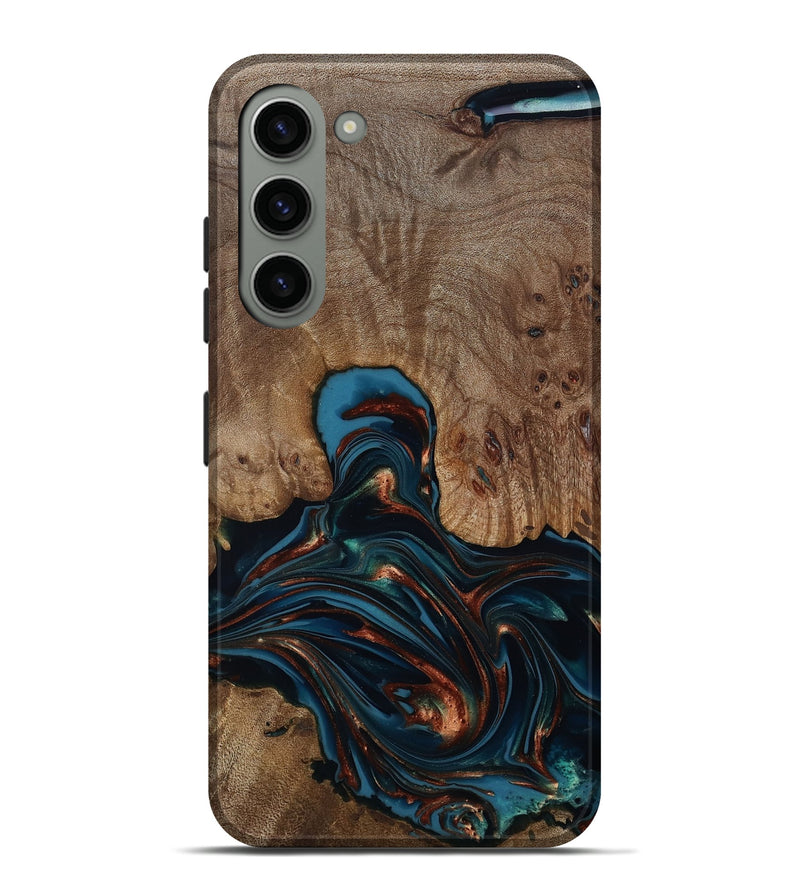 Galaxy S23 Plus Wood Live Edge Phone Case - Kelli (Teal & Gold, 812196)