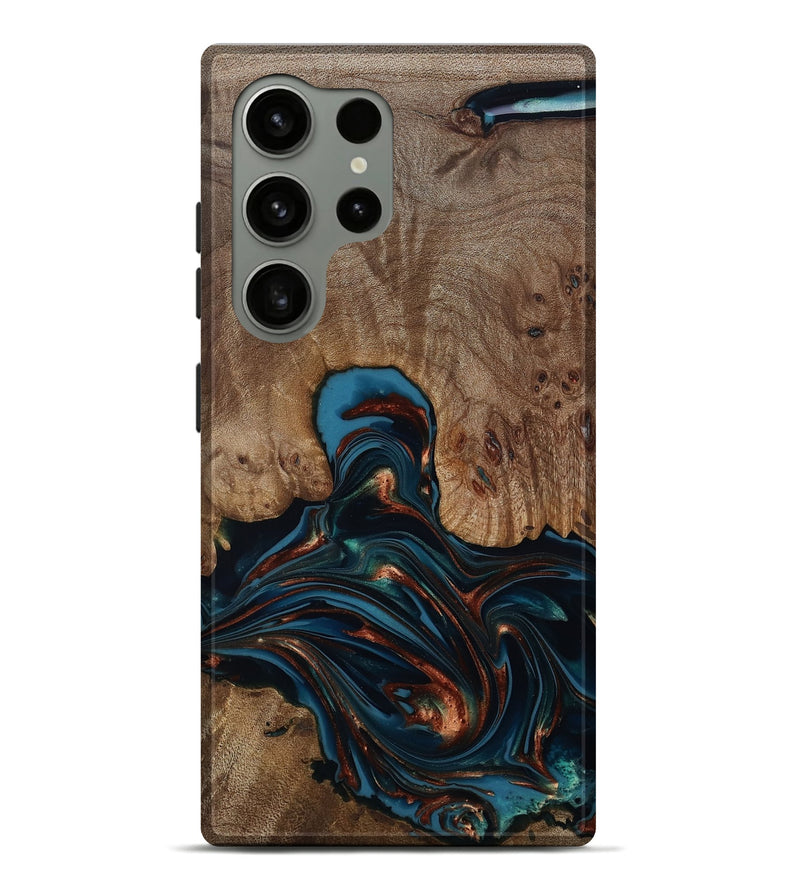 Galaxy S24 Ultra Wood Live Edge Phone Case - Kelli (Teal & Gold, 812196)