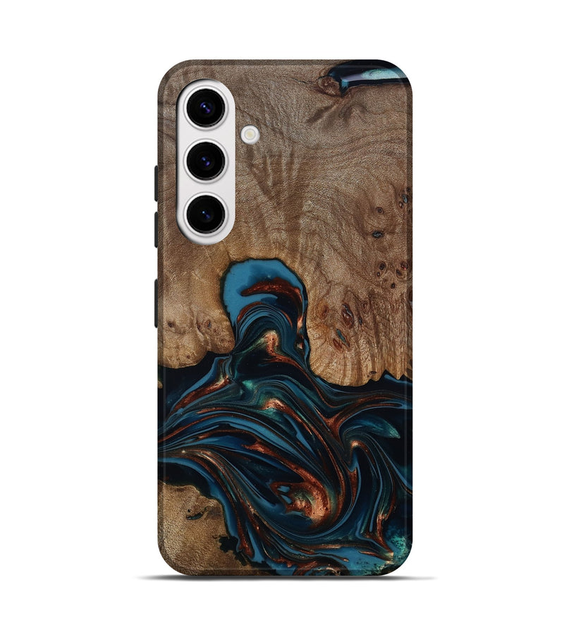 Galaxy S25 Wood Live Edge Phone Case - Kelli (Teal & Gold, 812196)