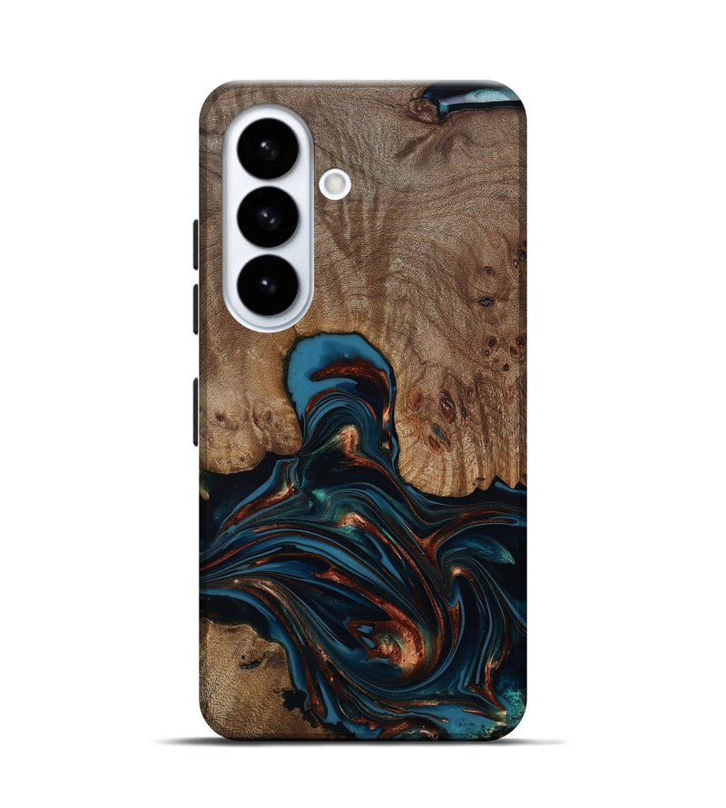 Galaxy S26 Wood Live Edge Phone Case - Kelli (Teal & Gold, 812196)
