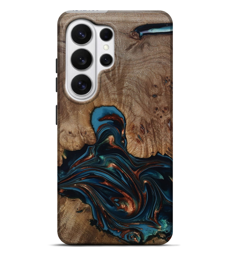Galaxy S26 Ultra Wood Live Edge Phone Case - Kelli (Teal & Gold, 812196)