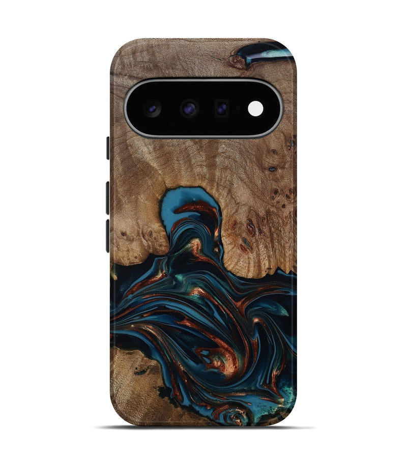 Pixel 11 Wood Live Edge Phone Case - Kelli (Teal & Gold, 812196)