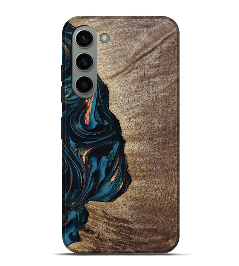 Galaxy S23 Plus Wood Live Edge Phone Case - Weldon (Teal & Gold, 812198)