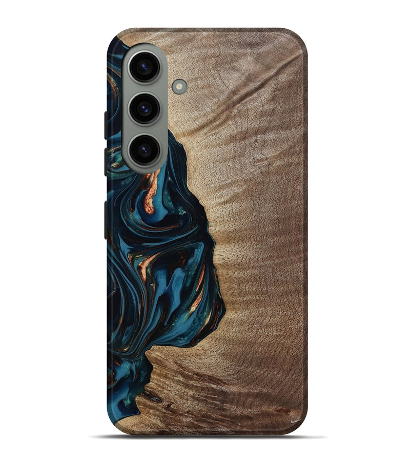 Galaxy S24 Plus Wood Live Edge Phone Case - Weldon (Teal & Gold, 812198)