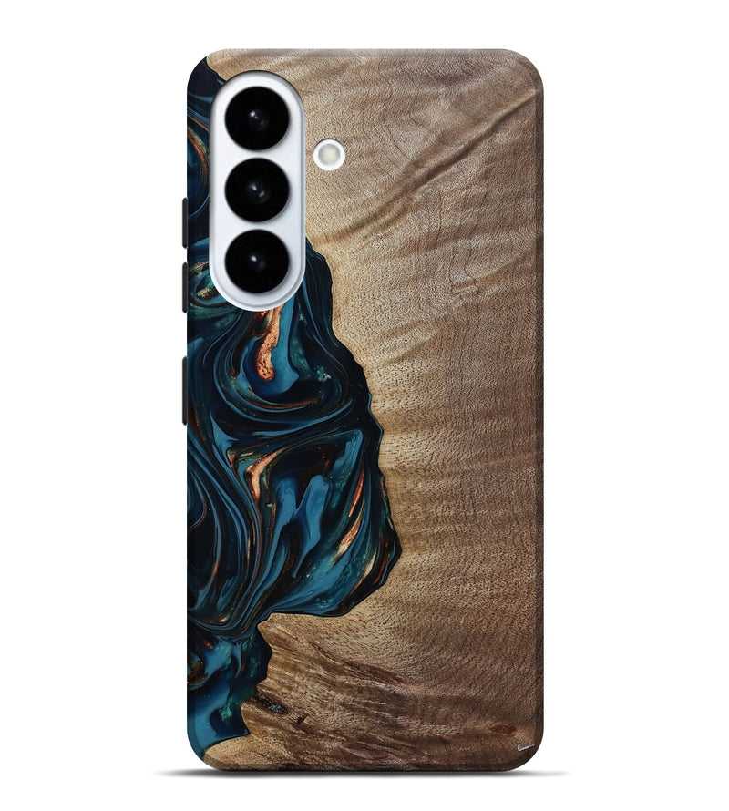 Galaxy S26 Plus Wood Live Edge Phone Case - Weldon (Teal & Gold, 812198)