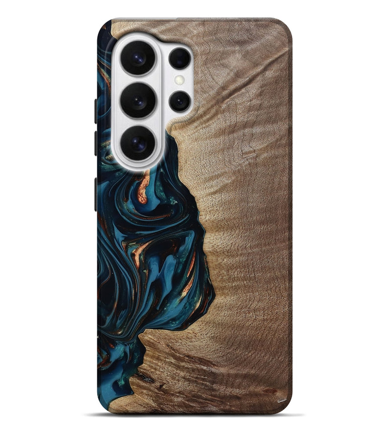 Galaxy S26 Ultra Wood Live Edge Phone Case - Weldon (Teal & Gold, 812198)