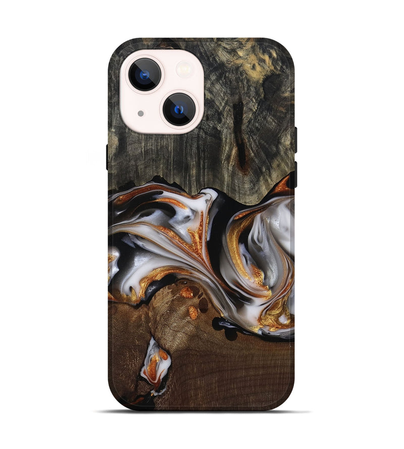 iPhone 14 Wood Live Edge Phone Case - Darby (Black & White, 812207)