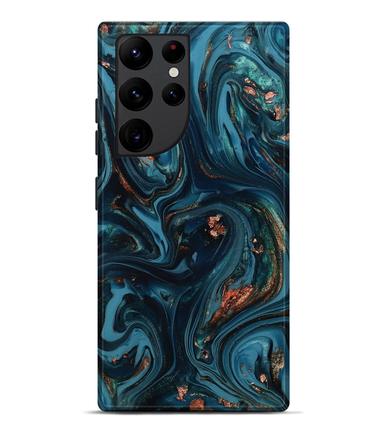 Galaxy S22 Ultra ResinArt Live Edge Phone Case - Chelsi (Teal & Gold, 812209)