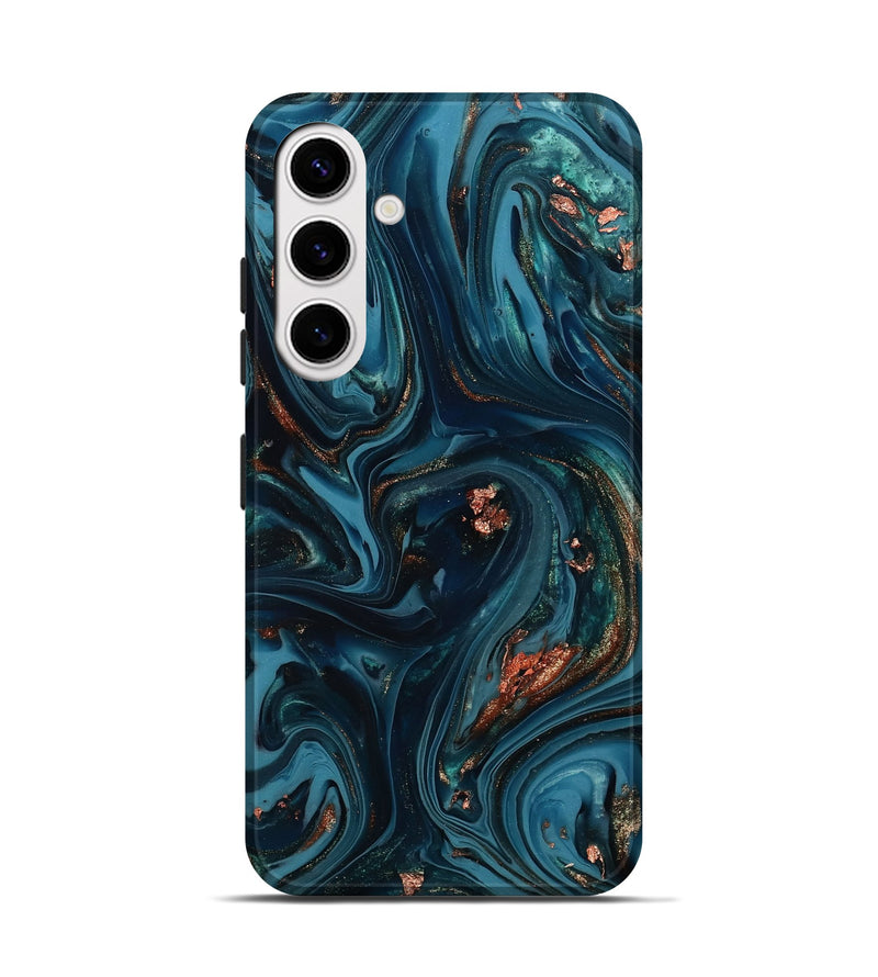 Galaxy S25 ResinArt Live Edge Phone Case - Chelsi (Teal & Gold, 812209)